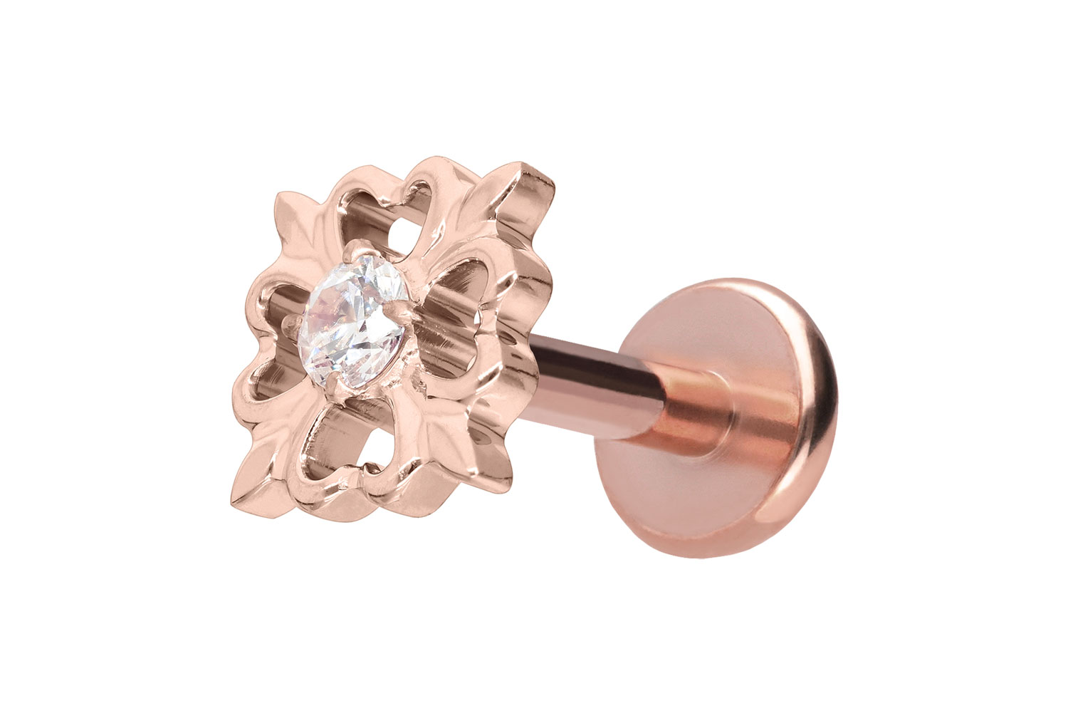 Titan Labret Piercing mit Push Fit KLEEBLATT